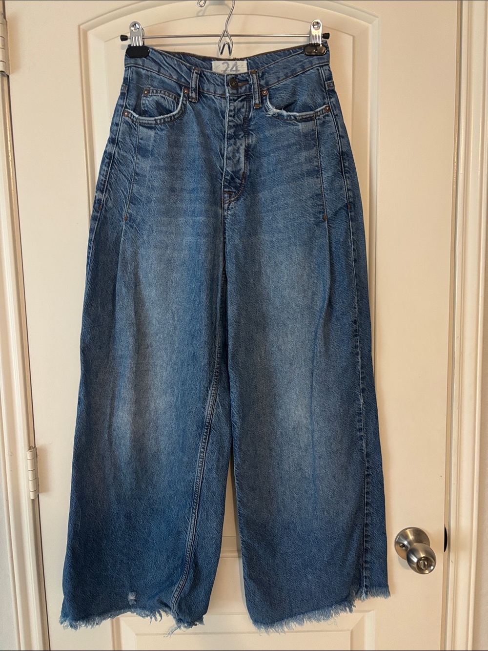 Free People Wide-Leg High-Rise Jeans in Denim Blue